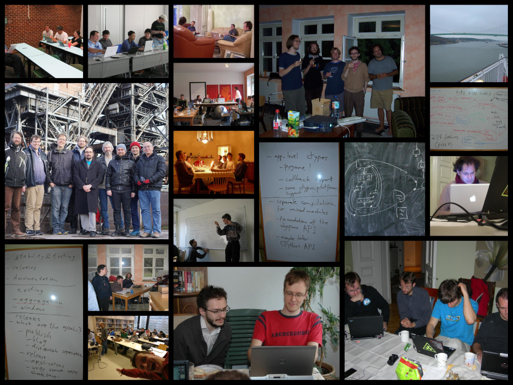 a collage of photos taken at PyPy sprints